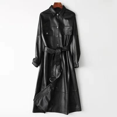 

Top brand Fashion 2020 New Genuine Sheep Leather Trench H59 high quality