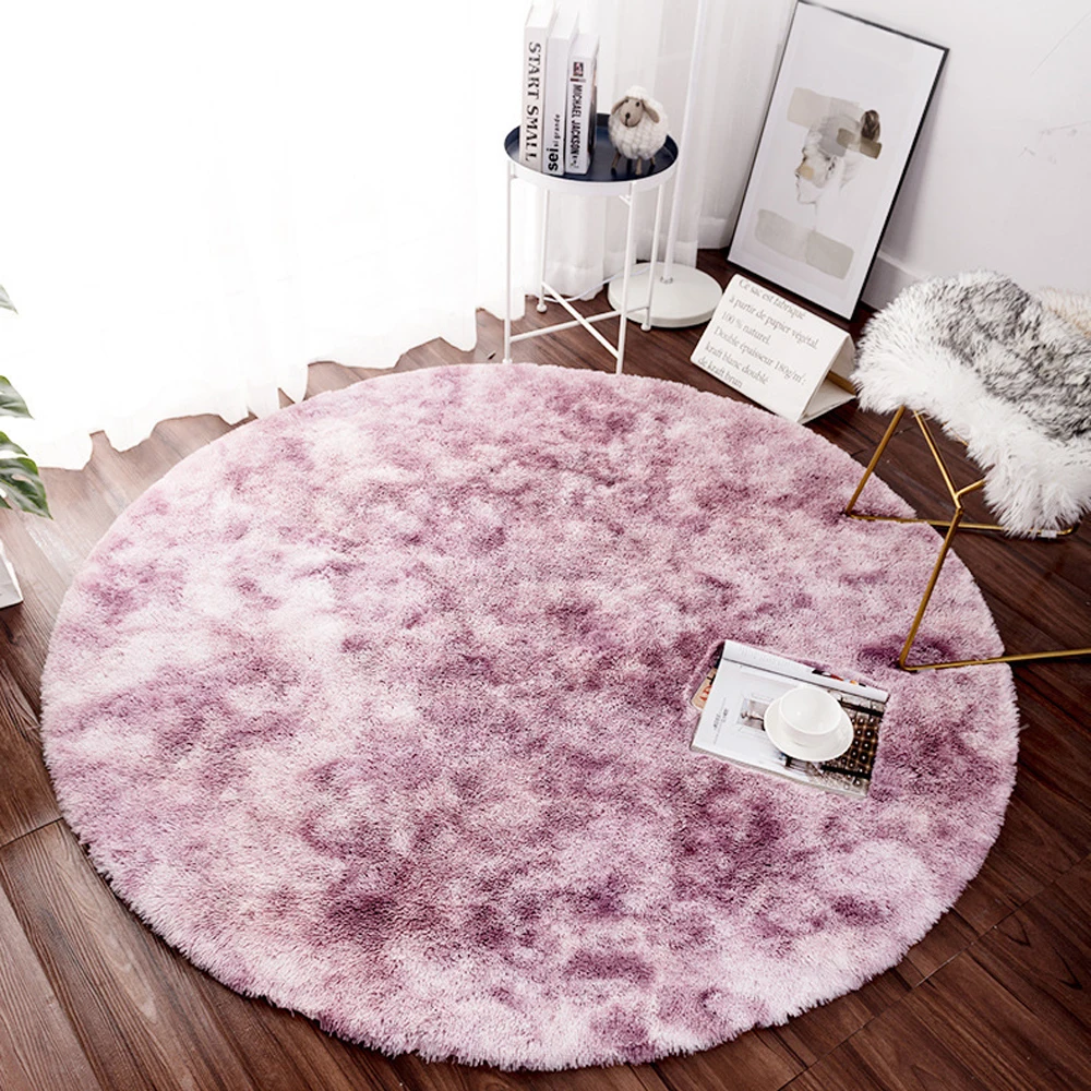

Nordic Round Carpet Tie-Dye Rug Chair Desk Blanket Shaggy Nursery Rug Home Room Bedroom Living Room Bedside Plush Mat