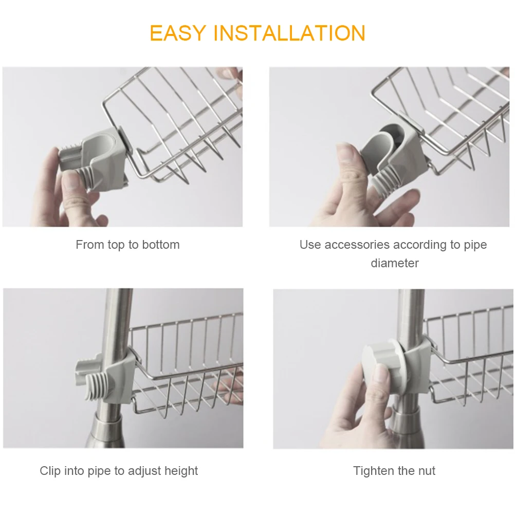 

Faucet Hanging Storage Rack Stainless Steel Drain Rack with Hook for Kitchen Bathroom Hot Selling