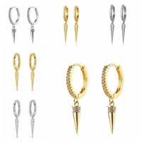 925 sterling silver ear needle hoop earrings for women spike pendant earrings fashion punk party jewelry gifts