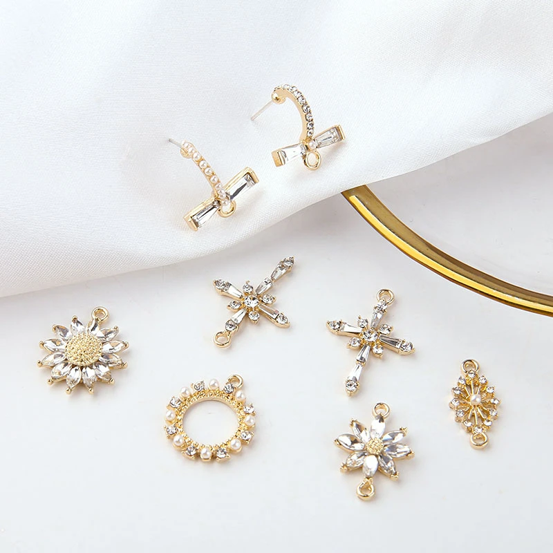 6 шт. Новинка 2020 циркон серьги для женщин женские медные солнечные цветы крест