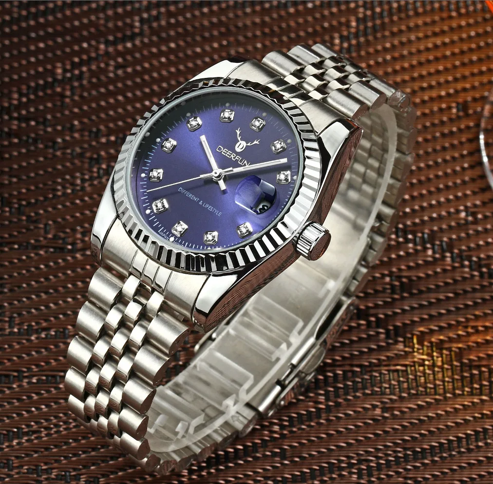 Швейцарские часы oyster perpetual Rolexable datejust MIYOTA, кварцевые классические деловые золотые часы с алмазной поверхностью reloj hombre - Цвет: ROL DJ002