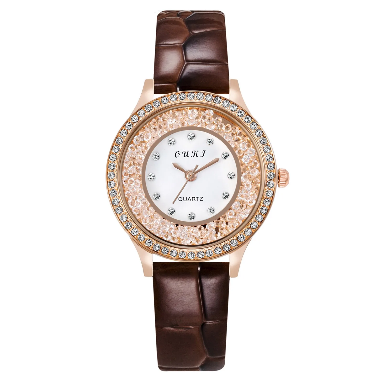 

Rhinestone Gypsophila Fashion Exquisite Women Leather Casual Quartz Watch Trend Style Womens Waterproof Watch Relogio Feminino