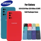 Силиконовый чехол для Samsung, мягкий однотонный чехол из жидкого силикона для Galaxy S20, S20 Plus, S20 Ultra, S20 FE с логотипом