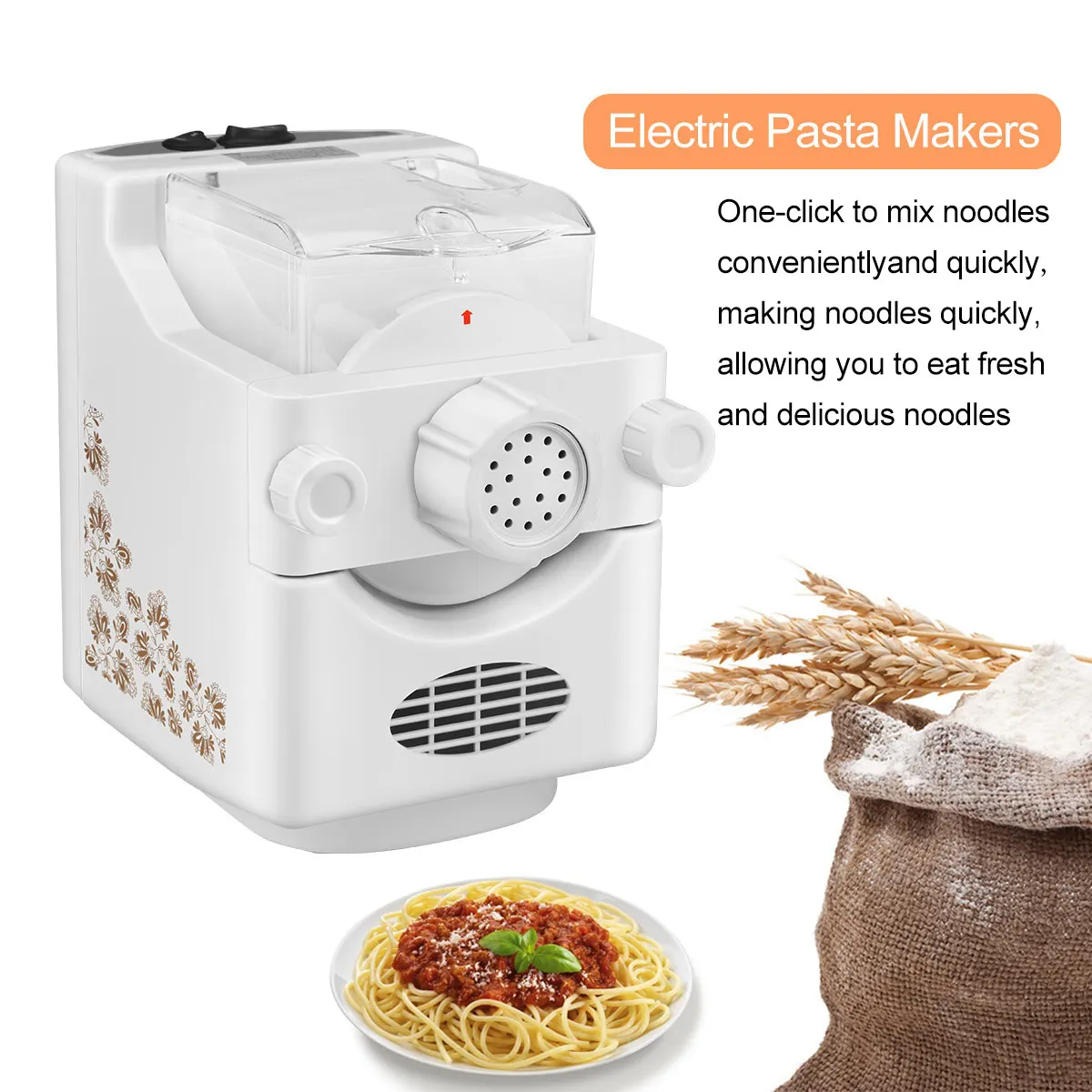 

Electric Noodle Press Machine Fully Automatic Spaghetti Pasta Maker Dough Cutter Dumplings Roller Noodles Hanger