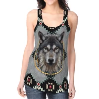 vintage totem wolf 3d printed hollow out tank top women for girl summer casual tees vest top funny tank top