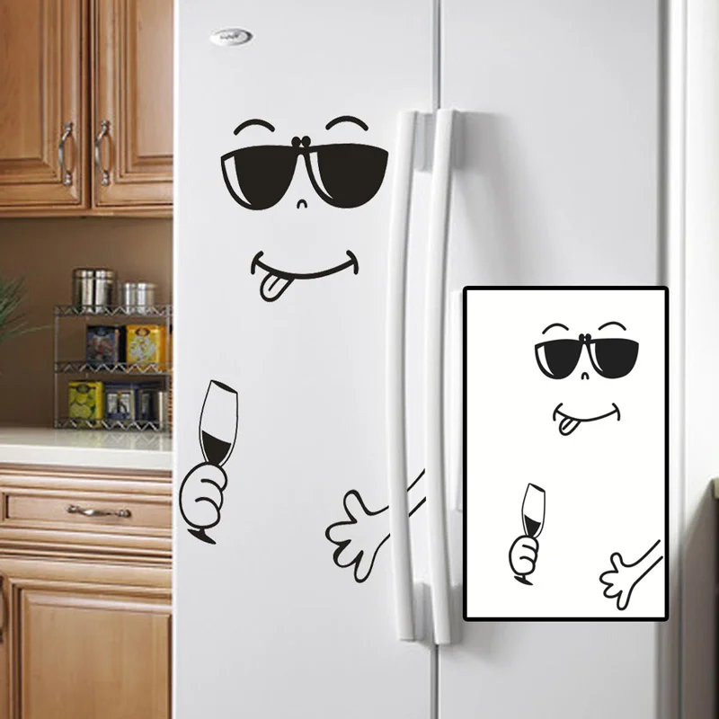 Креативная Милая наклейка на холодильник счастливое вкусное лицо кухонная