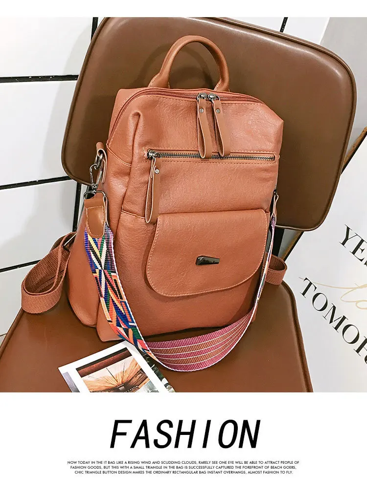 Женский рюкзак из искусственной кожи высокого качества однотонный для девочек