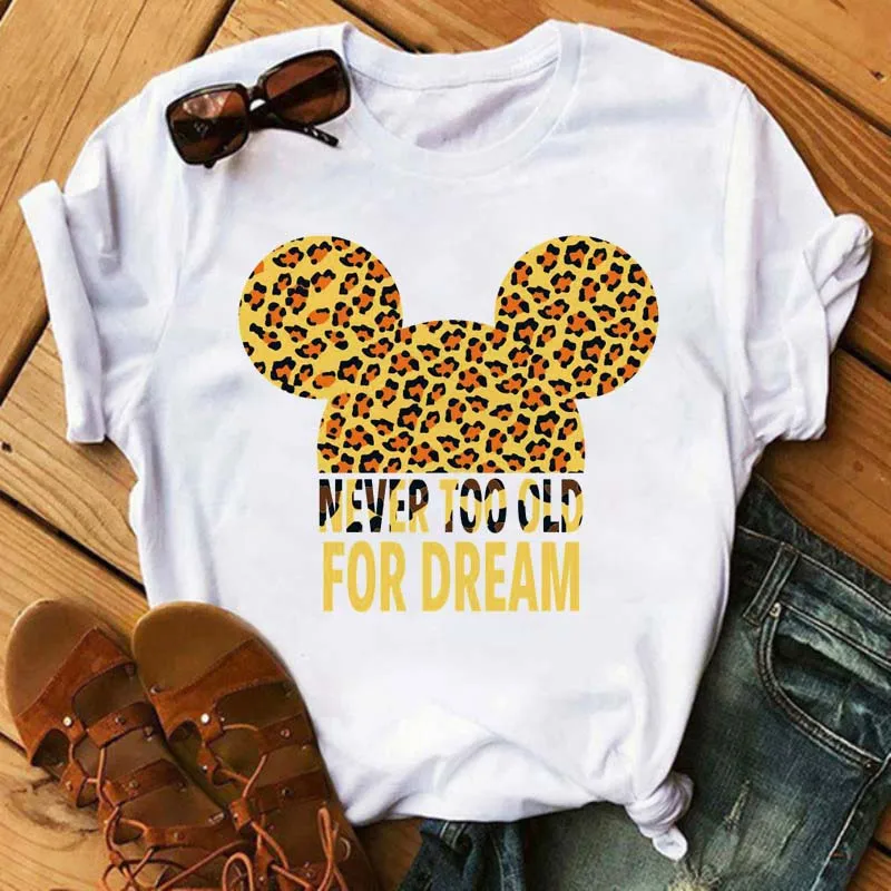 

Women Tshirt Cartoon Leopard Printed Shirts Streetwear Casual O-neck T-shirt Summer Female Tee Tops Maycaur Fashion T Shirt