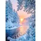 GATYZTORY зимний Снежный пейзаж живопись маслом по номерам наборы Diy рамка на холсте дереве пейзаж картина по номерам Craft