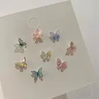 Симпатичные стразы серьги-гвоздики с бабочками для женщин и девушек модные милые красочные серьги 2021 Новые простые корейские Ювелирные изделия Подарки