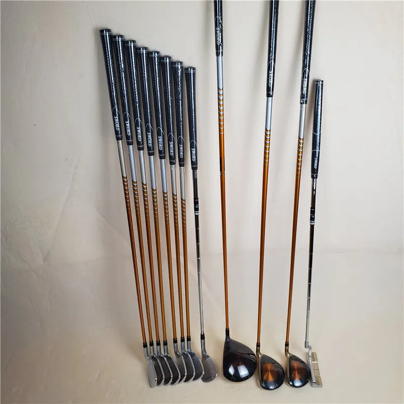 baratas Excelente Mão Esquerda Clube De Golfe Katana Espada Conjunto Motorista + 3/5 Fairway Madeira Ferro Cunha Putter/12 Pçs Grafite Golf Club (sem Saco)