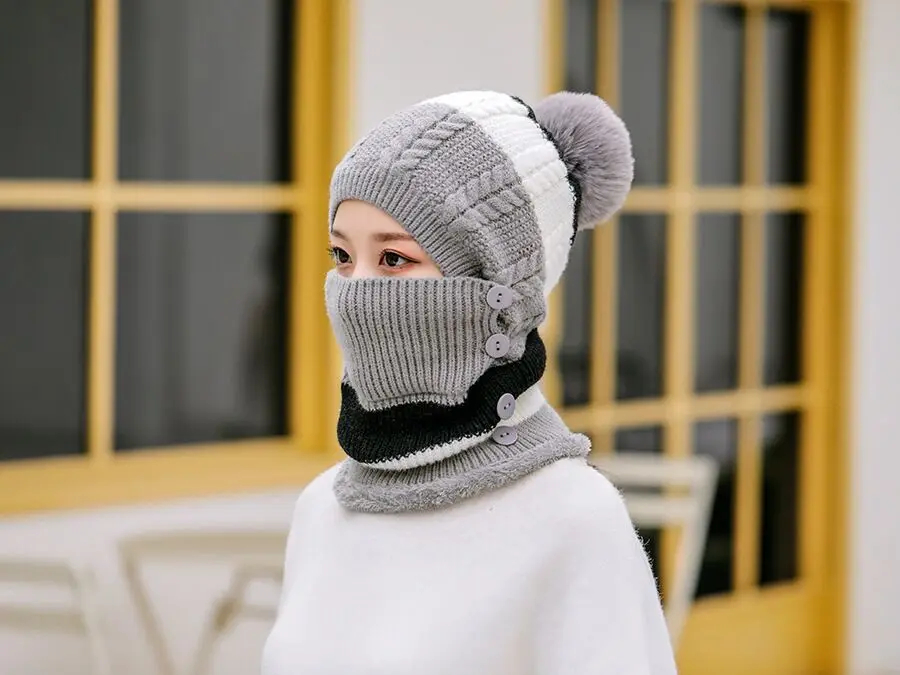 Skullies Beanies, шапка, зимние шапки, женская вязаная шапка, теплая меховая шапка с помпоном для женщин, высокое качество, маска для девочек, Лыжные шапки