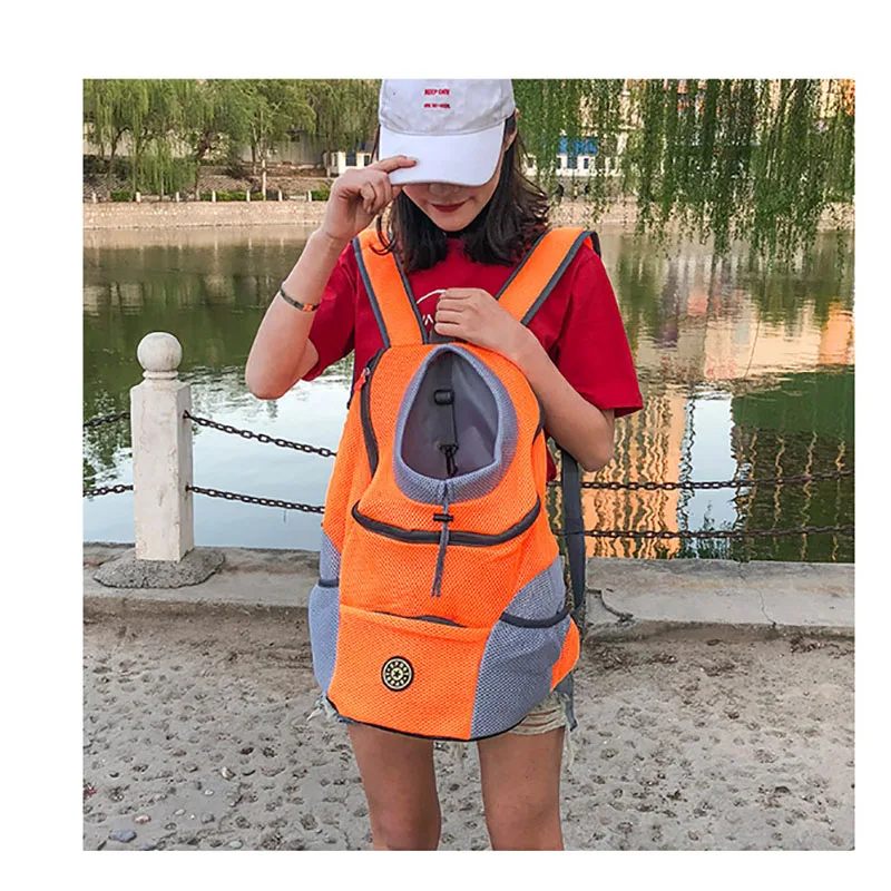 

Outdoor Breathable Dog Carrier Backpack Double Shoulder Portable Front Mesh Travel Pet Bags for Cat Small Medium Dogs