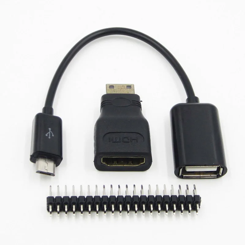 Комплект аксессуаров 3 в 1 Raspberry Pi Zero Mini HDMI адаптер + OTG кабель Pin GPIO Header для Zero| |