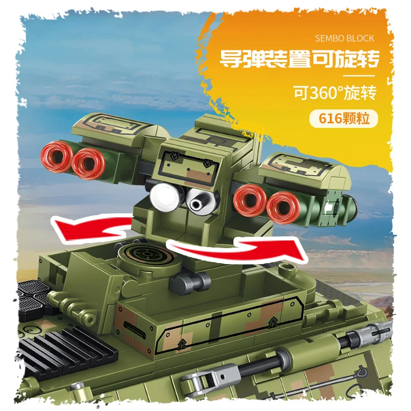 

Sembo Blocks Military war weapon Red arrow Missile car Action Figure vehicle Block truck Children Assemble diy boys tachnicToys