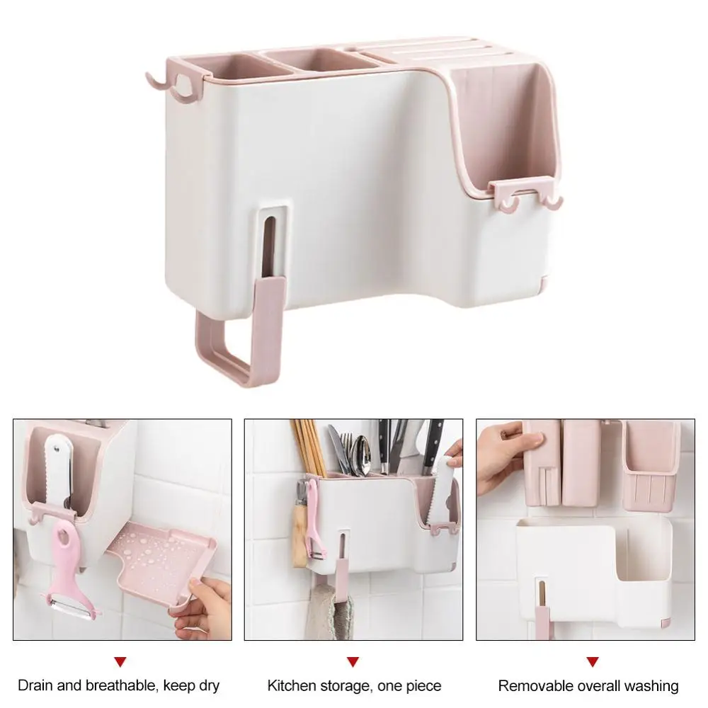 

Multifunctional Wall-mounted Chopstick Holder Creative Drain Spoon Chopstick Cage Home Kitchen Tableware Spoon Storage Box