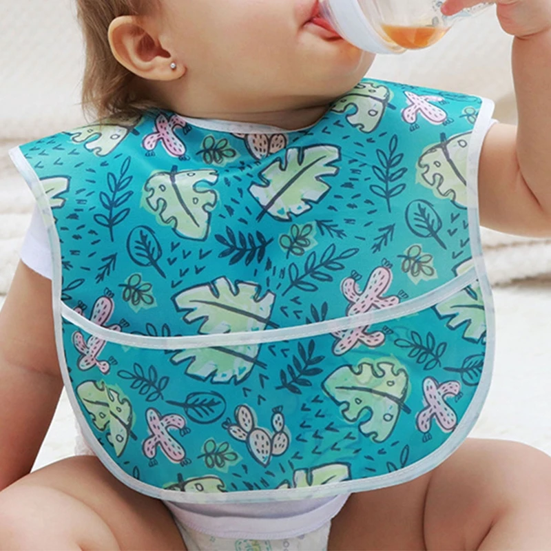 

Waterproof Baby Bibs with Food Catcher Infant Toddler Feeding Saliva Burp Cloth