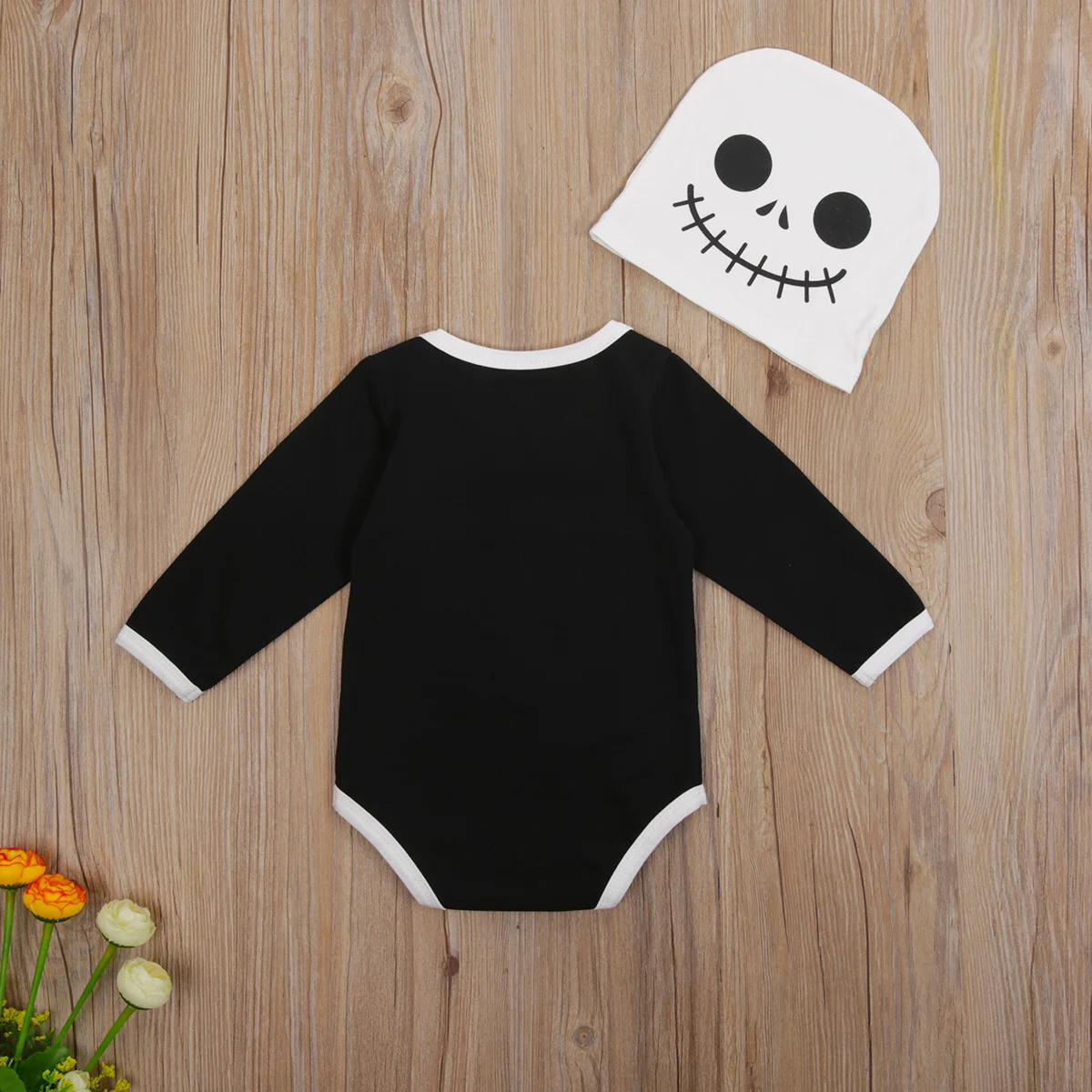 FOCUSNORM 0-12M Baby Boys Girls Halloween Bodysuits Hats 2pcs Long Sleeve Cartoon Print Jumpsuits |