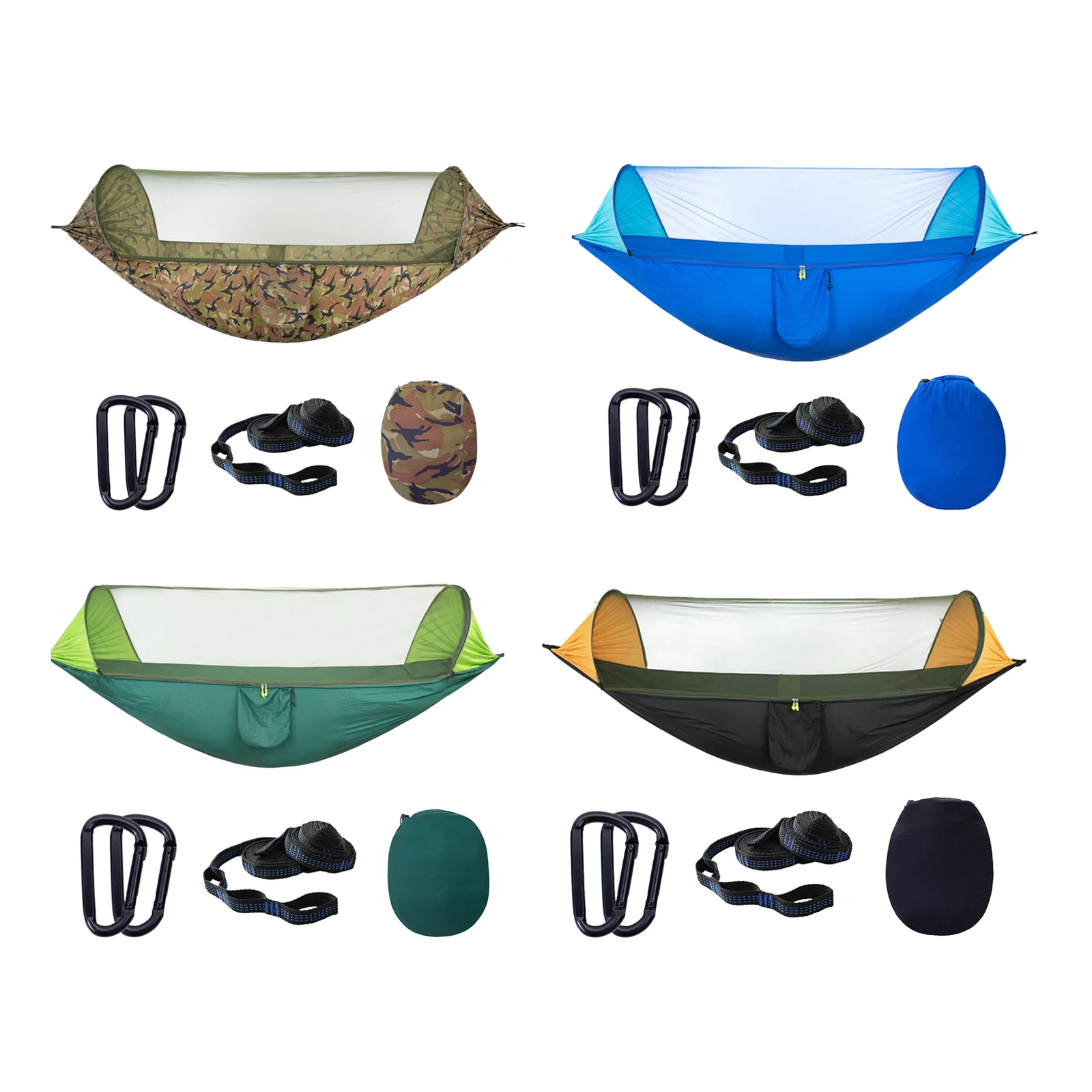 

Camping Hammock with Net Hanging Sleeping Bed Netting Swing w/ Tree Straps