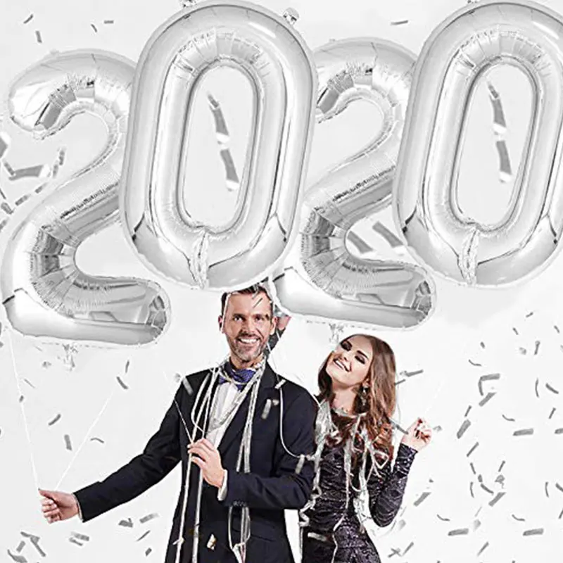40inch silver 2020 40 дюймов золотые шары из фольги в виде цифр рождественские украшения для дома счастливый год Декор розовое золото серебро большой гелиевый Глобус - Цвет: 40inch silver 2020