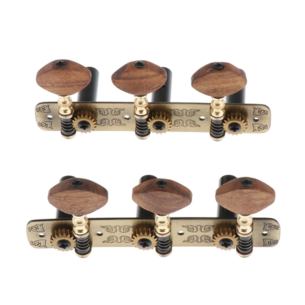 

2 Pieces Triple Classical Guitar String Tuning Peg Key Acacia Knob - Bronze