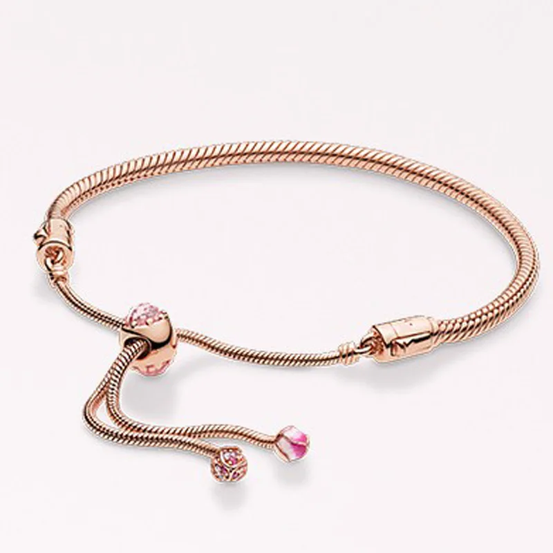 

Amaia S925 Sterling Silver Rose Gold Long Peach Series Bracelet Rope Blossom Stretch Bracelet For Girlfriend Surprise Gift
