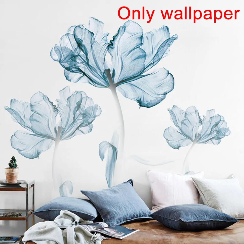 HOUSEEN 2 шт. Спальня Гостиная синий цветок стены Стикеры современное искусство