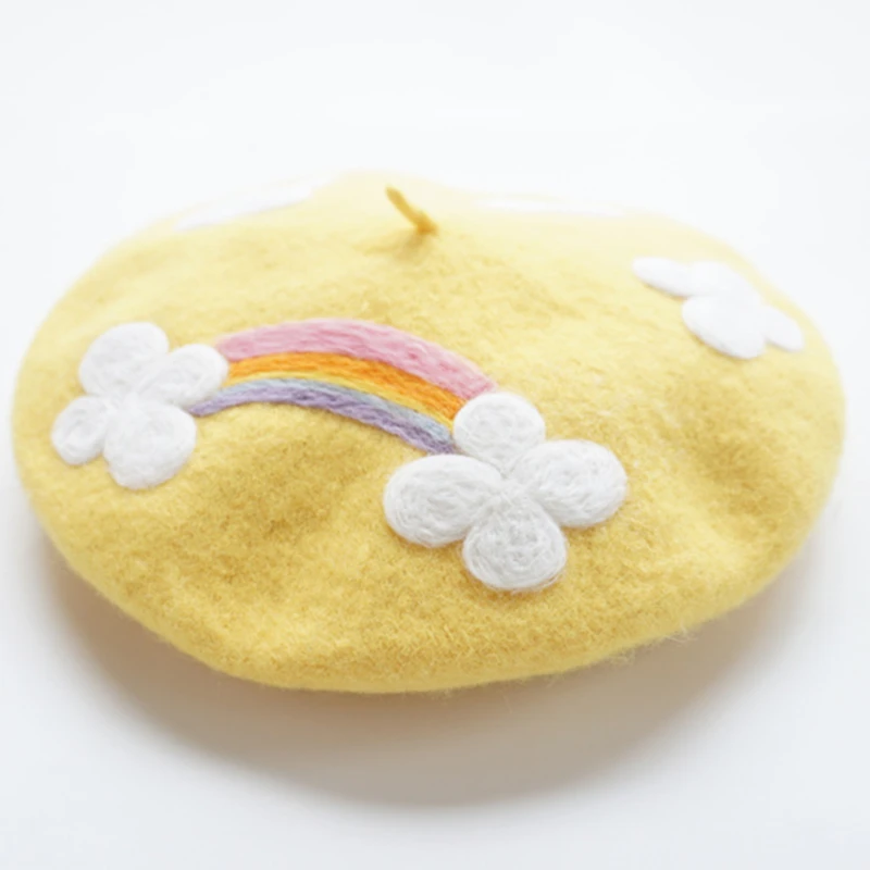 

Original lovely handmade baize painter cap rainbow cloud autumn/winter gentle wool joker buds cap