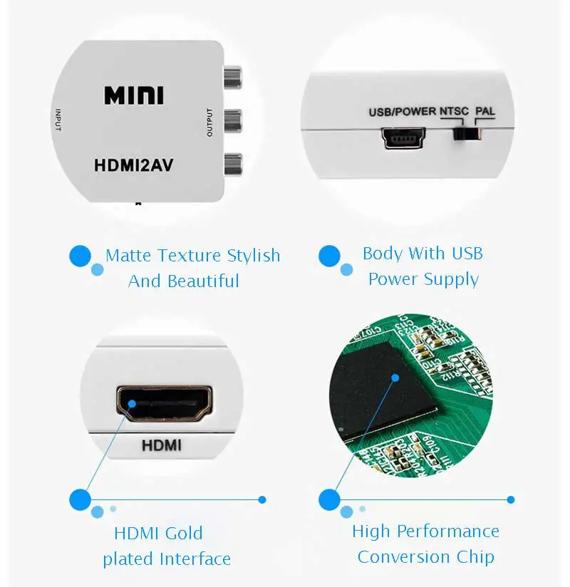 Переходник с HDMI на VGA RCA AV HD 1080P видео композитный преобразователь аудио кабелем
