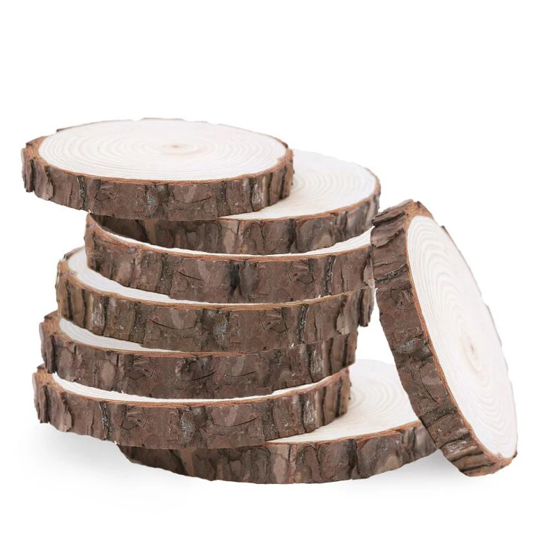 

1PC Natural Round Wood Slices Circles With Tree Bark Log Discs For DIY Crafts Wedding Party Painting Decoration
