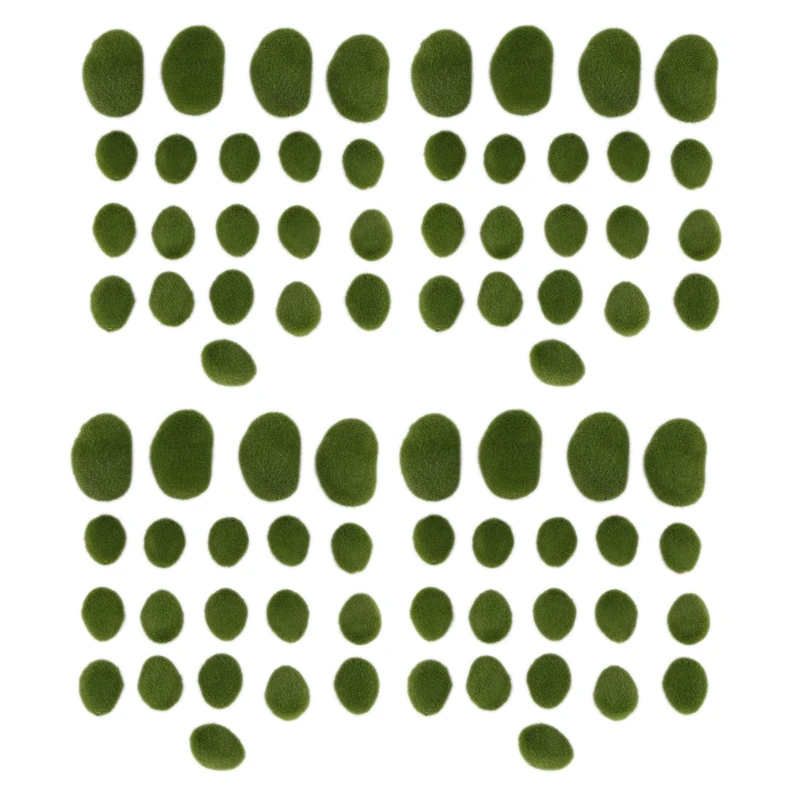 

80 Pieces 2 Sizes Artificial Moss Rocks Decorative Faux Green Moss Covered Stones