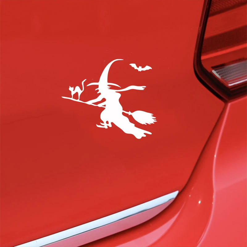 Новый продукт Автомобильная наклейка летающие ведьмы метла с кошкой виниловая