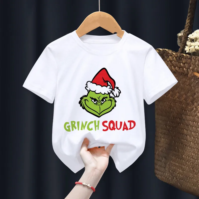 

Funny Boys Tshirts Grinch Merry Christmas Funny Boys Girls T-shirts Children Cartoon Present Little Baby Harajuku shirt Clothes