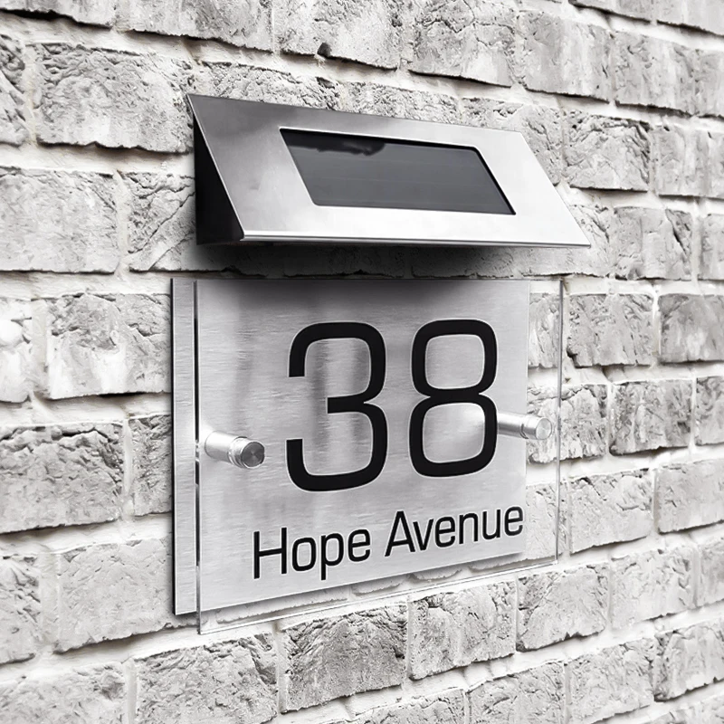 

House Number Solar led Light Outdoor Doorplate Address Lamp DIY Door Number Outdoor Lighting With Solar Rechargeable Battery