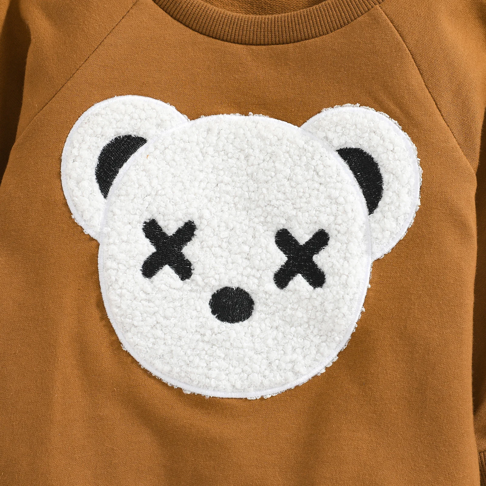 pudcoco Children's Sweater Cute Bear Embroidery Design Long-sleeved Round Neck Warm Breathable Tops 0-4T |