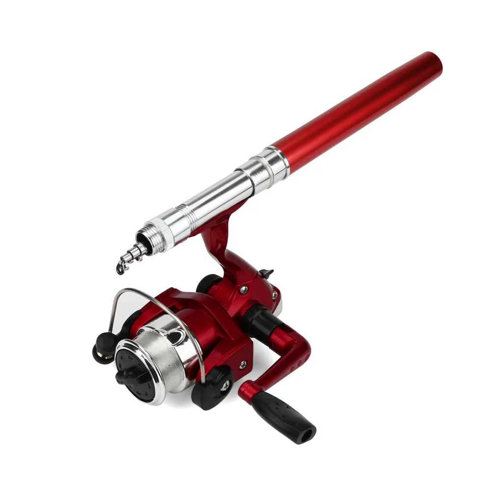 

Fishing Rod Mini Portable Pocket Fish Pen Shape Aluminum Alloy Fishing Rod Pole Wheel Portable Fishing Rod Set#40