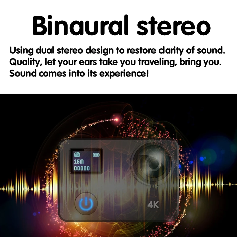 

HOT-Sports Camera Outdoor 40M Waterproof Camera Cycling Travel Selfie DV Portable 4K HD Camera 150 Wide Angle