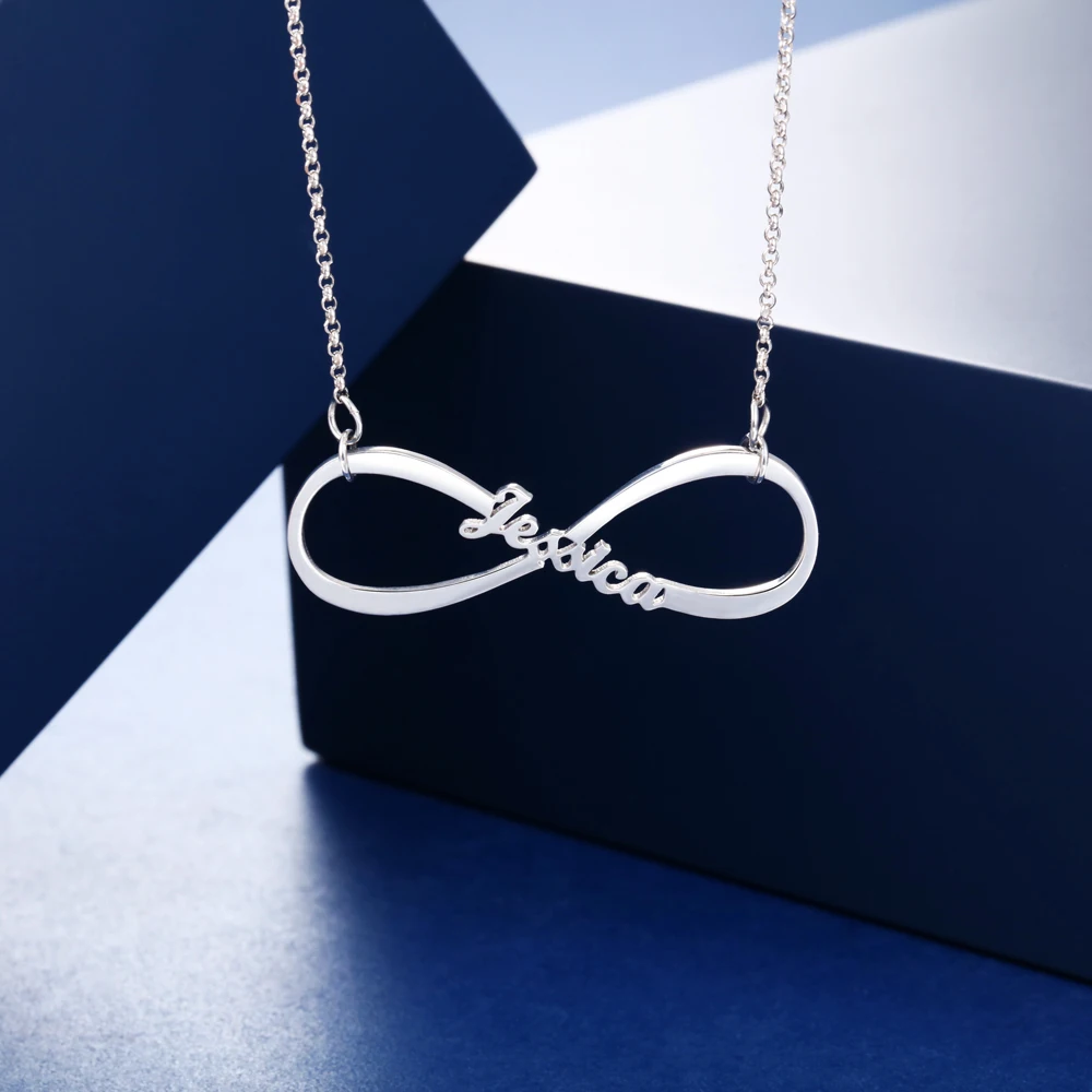 Бесконечность Имя ожерелье персонализированные на заказ с любым именем пластины