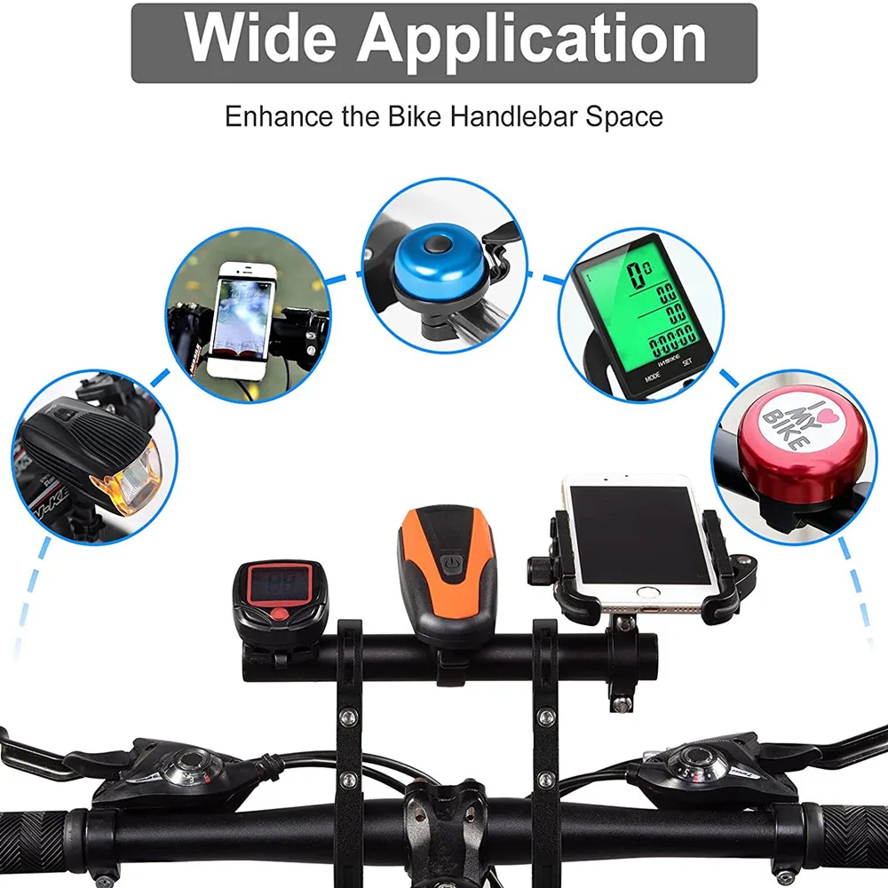 

20CM Aluminum Alloy Bicycle Handlebar Extender Bracket for Holding Motorcycle E-Bike Lamp Speedometer GPS Phone Mount Holder