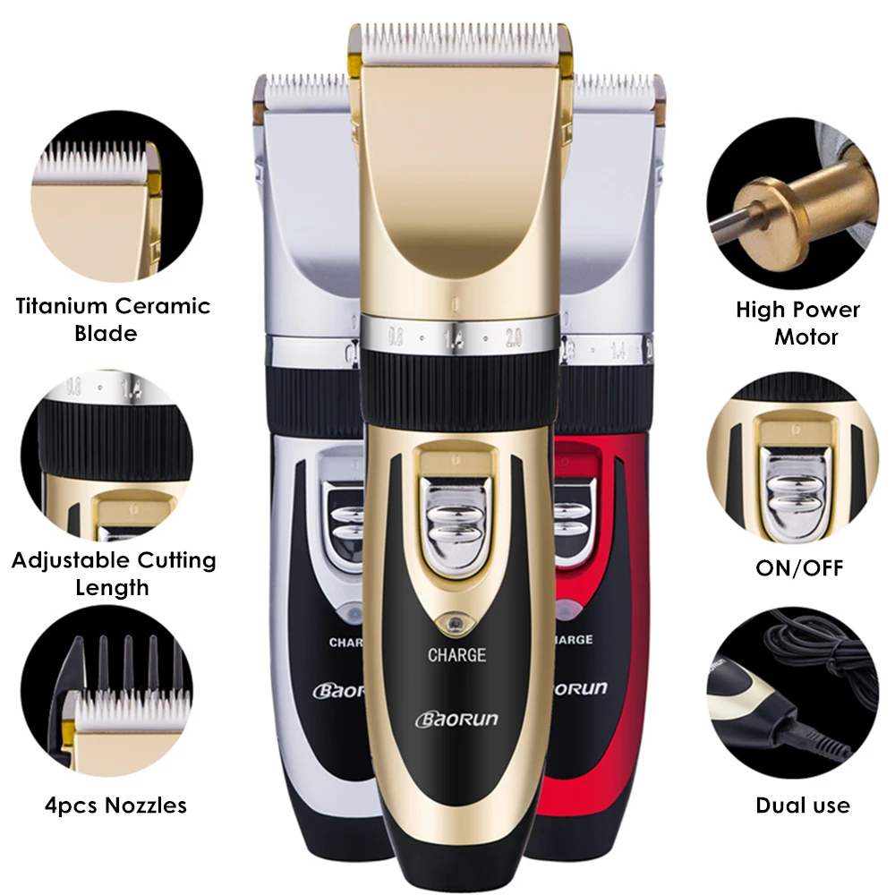 Профессиональная электрическая машинка для стрижки волос BaoRun беспроводной