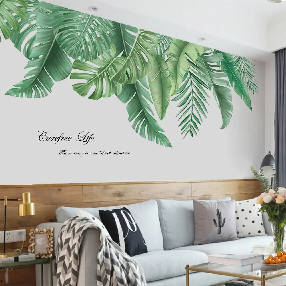 Наклейки на стену настенные наклейки растения тропические листья большие