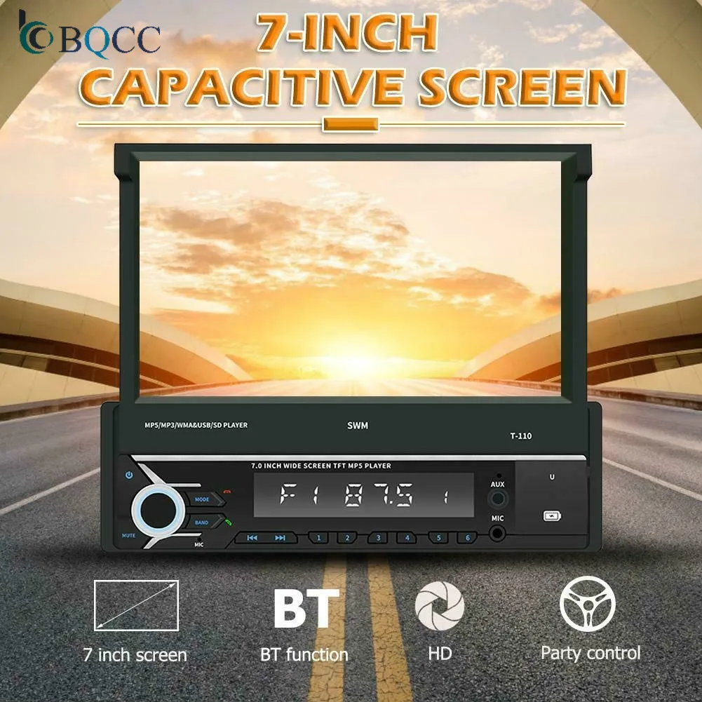 SWM T 110 Bluetooth автомобильный стерео MP5 плеер 7 дюймов выдвижной экран AUX USB радио