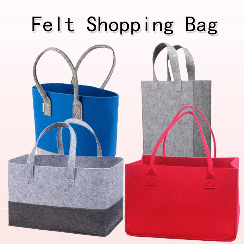

Felt shopping bag environmentally friendly solid color shoulder bag travel storage bag household reusable purses shipping bags