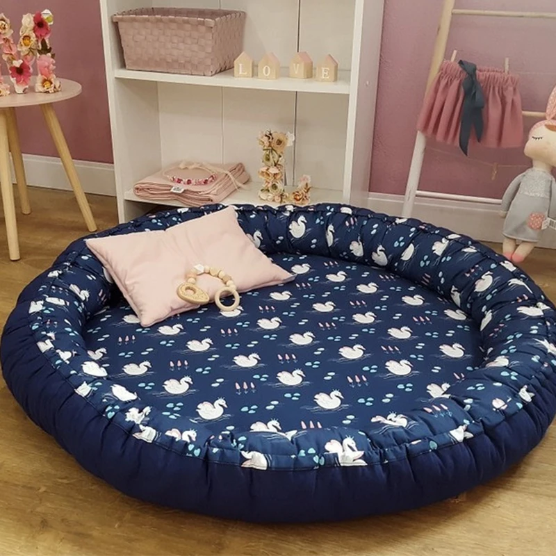 90 см детский игровой коврик в горошек круглый хлопковый для новорожденных одеяло