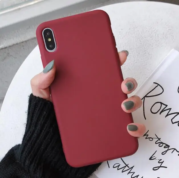 RED Для iPhone 11 Pro Max X XS Max XR чехол Macaron Plain для iPhone 8 7 6 6s Plus Мягкий чехол для телефона TPU задняя крышка против падения Funda - Цвет: RED