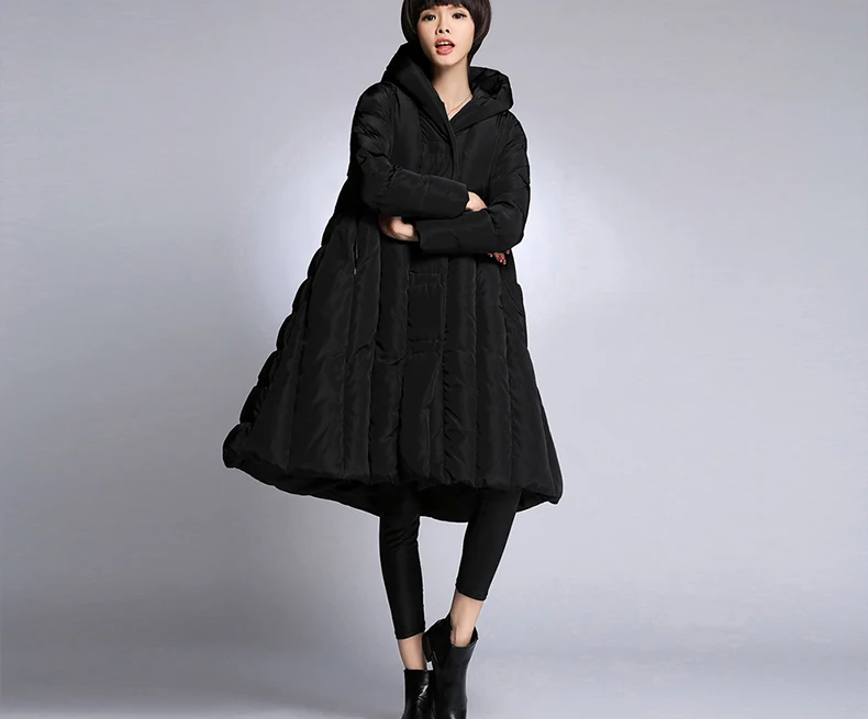 Женские зимние толстые пуховые пальто черного темно синего армейского зеленого