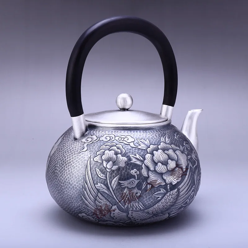 Teapot stainless steel teapot silver iron hot water 1100 ml tea bowl kung fu set. | Дом и сад