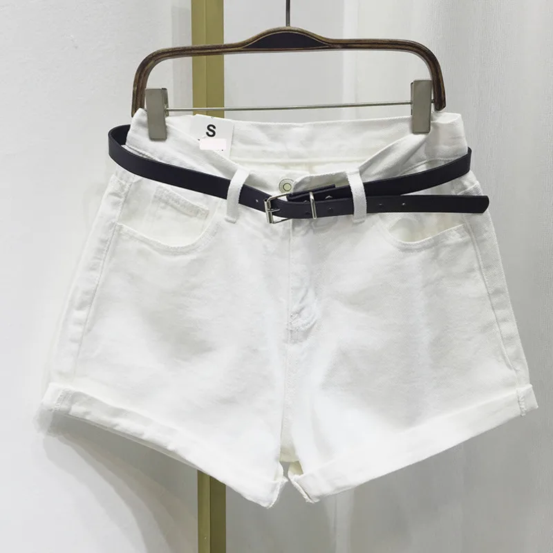Женские летние джинсовые шорты с бесплатным поясом Свободные повседневные