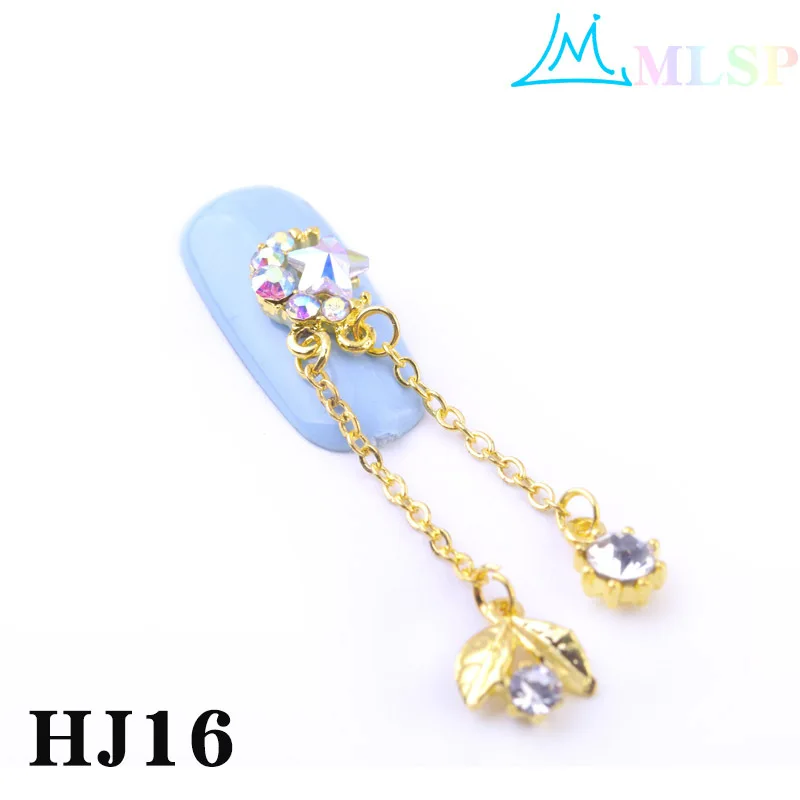 HJ16-10pcs 10 шт./лот, циркониевые украшения для дизайна ногтей, подвесные модели для ногтей, алмазные длинные висячие металлические Стразы для ногтей, изысканные Кристальные Звездные бриллианты - Цвет: HJ16-10pcs
